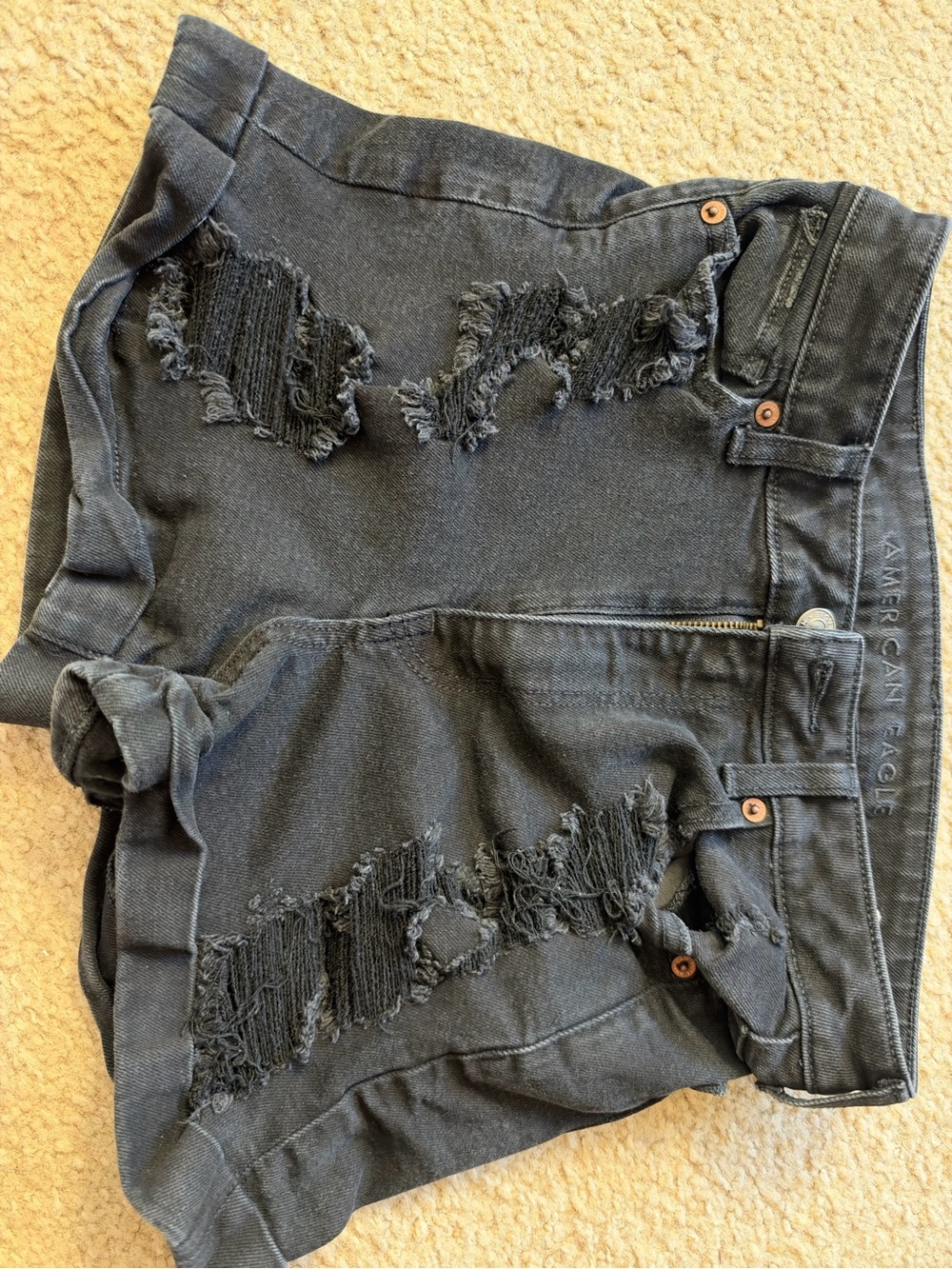 American Eagle Outfitters Black Distressed Boyfriend Jeans